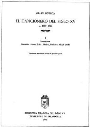 Cubierta para El Cancionero del siglo XV (c. 1360-1520). I. Manuscritos Barcelona, Ateneo (BA) - Madrid, Biblioteca March (MM)